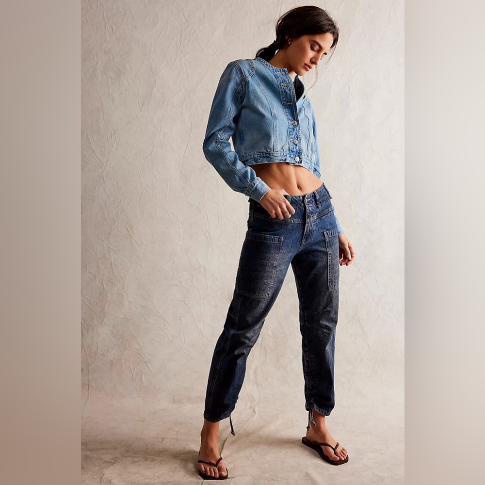Free People We The Free Oasis Denim Crop Jeans Size 30